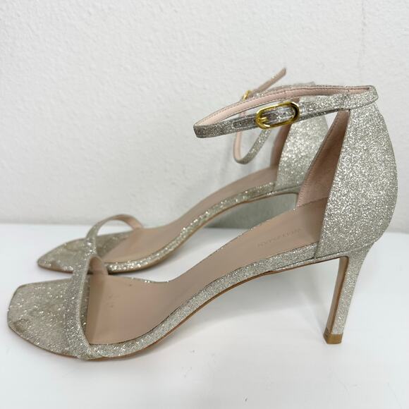 STUART WEITZMAN Nudistcurve Glitter Strapy Sandals Women's Size 9 - Picture 3 of 6